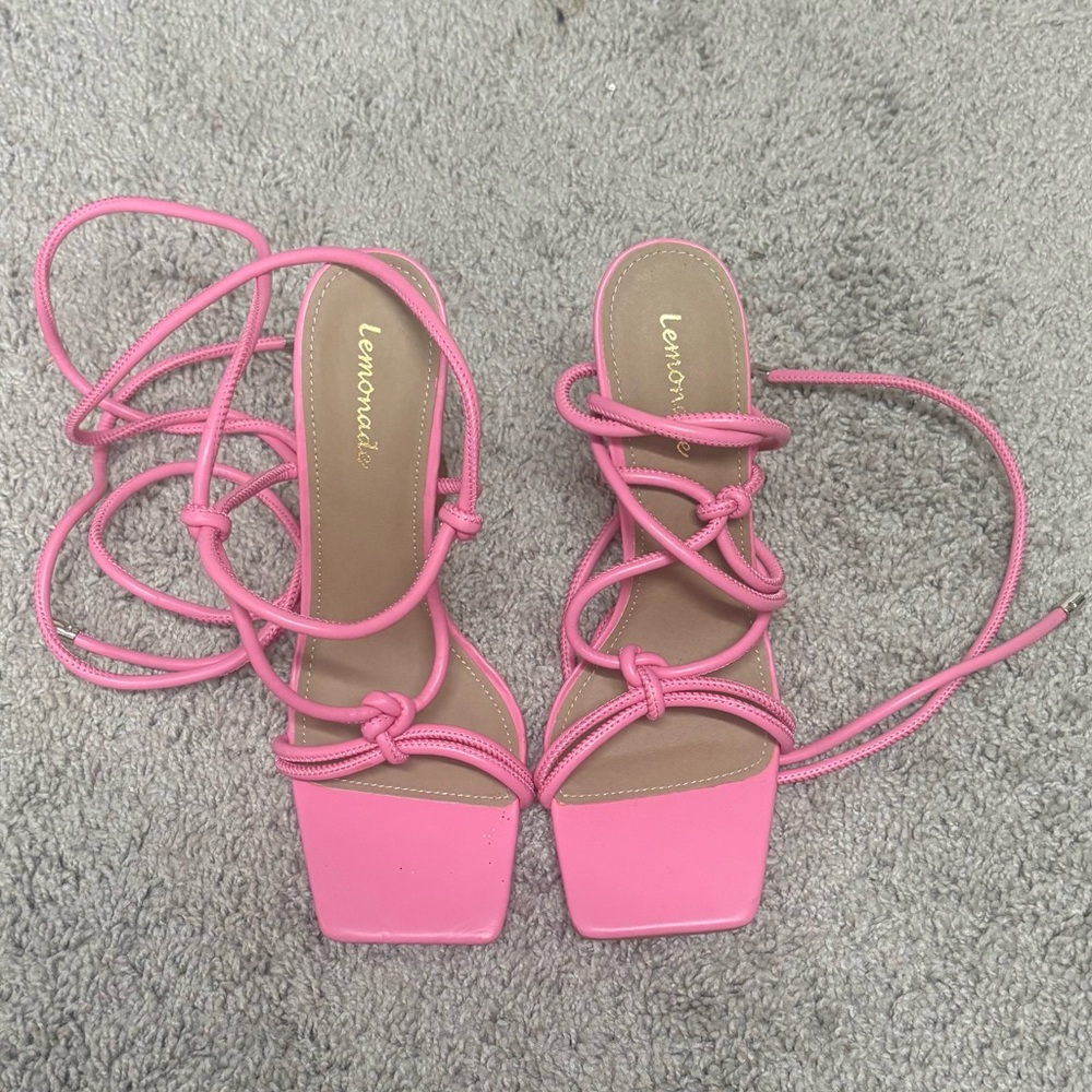 Vibrant Pink Strappy Heels